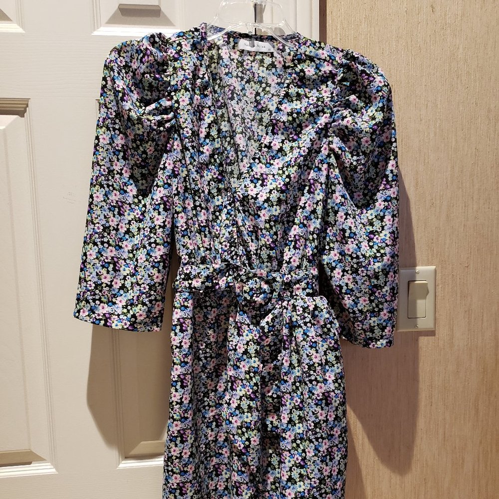 Neon & Nylon Floral Dress with Belt  Size 3/4